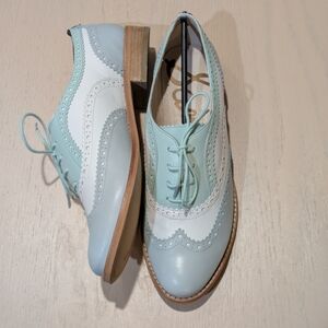Sam Edelman Jerome pastel mint and blue lace up oxfords W8.5